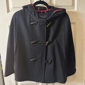 American Eagle Outfitters Navy Hooded Toggle Poncho (Rare find)